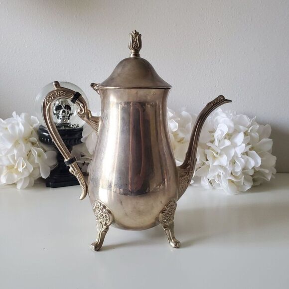 Vintage Victorian Design Silver Pitcher Decorative H: 10" - Picture 10 of 10